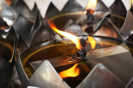 Fire from the oil lamp