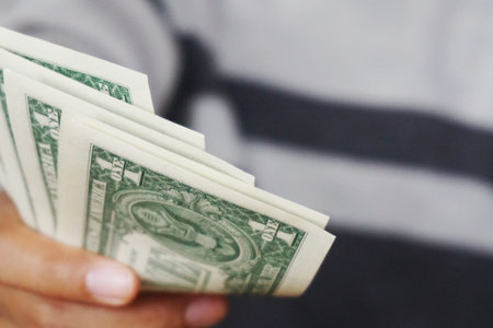 Dollar money in hand for saving
