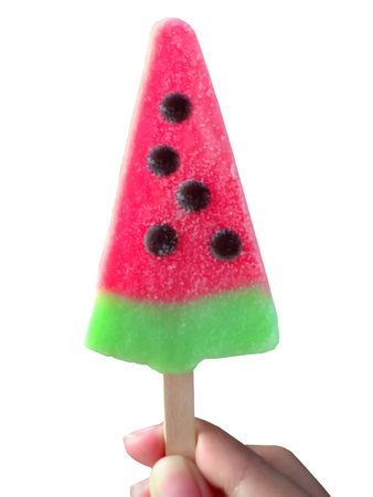 Watermelon flavored ice cream on a white background