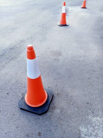 Traffic cone on the roadの写真素材