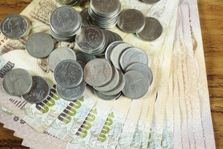 Banknotes and coins saving for the future