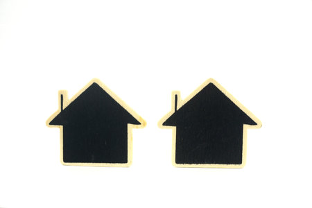 wooden house on a white groundの写真素材