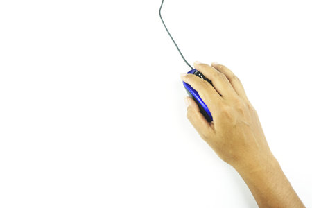hand holding  mouse control computerの写真素材