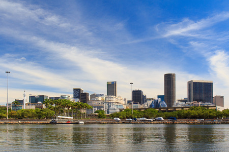 City center of Rio de Janeiro from Marina da Gloria, Guanabara bay, Brazilのeditorial素材