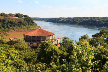 The Triple Frontier from brazilian side, Paraguay, Argentina, Brazilのeditorial素材