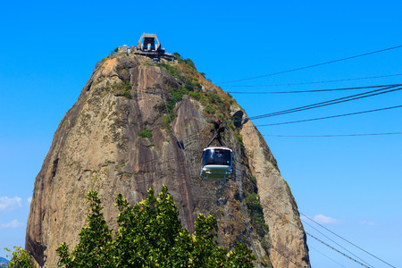 Mountain Sugarloaf blue sky cable car, Rio de Janeiroの写真素材