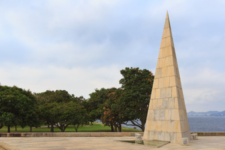 Monument Estacio de Sa in Park Flamengo in cloudy day, Rio de Janeiro, Brazilの写真素材