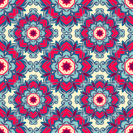 Seamless pattern with mandalas in beautiful colors. Vector backgroundのイラスト素材