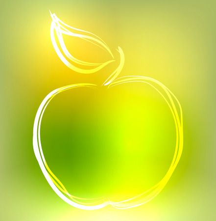 Background with cute green apple, vector illustrationのイラスト素材
