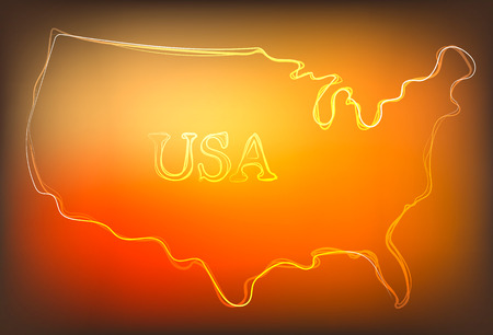 Beautiful hand drawn outline map of USAのイラスト素材