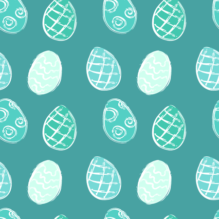 Seamless pattern with blue Easter eggs. Vector illustration.のイラスト素材