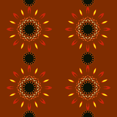 Seamless pattern with beautiful colorful mandalas. Vector ornaments in grunge styleのイラスト素材