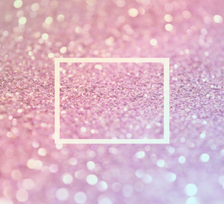 Blurry background with frame and glitter in vintage pink colors. Can be used as greeting or invitation card, flyer, for advertising, fashion magazines etc.の写真素材