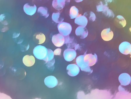 Festive blurry background in beautiful colors, bokeh lights.の写真素材