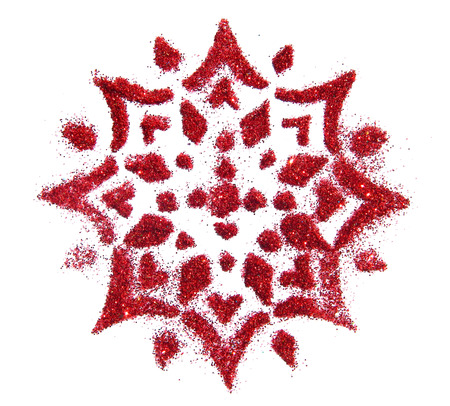 Beautiful mandala of red glitter. Decorative pattern for your design.の写真素材