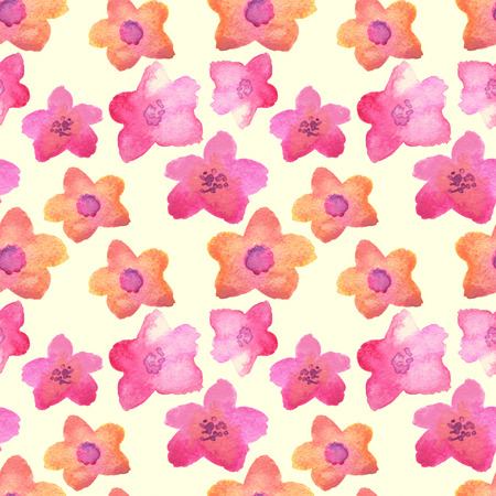 Watercolor colorful flowers, hand drawn illustration, seamless patternの写真素材