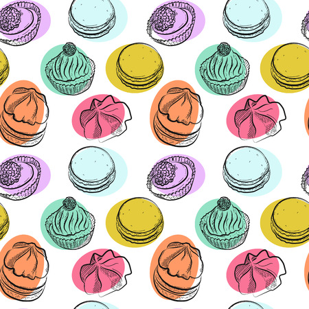 Seamless pattern with different sweet cakes, vector illustrationのイラスト素材