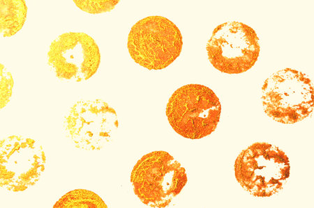 Dotted background with golden paint, watercolor painting, foil texture