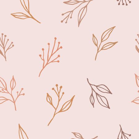 Botanical pattern with leaves and flowers. Vector floral backgroundのイラスト素材