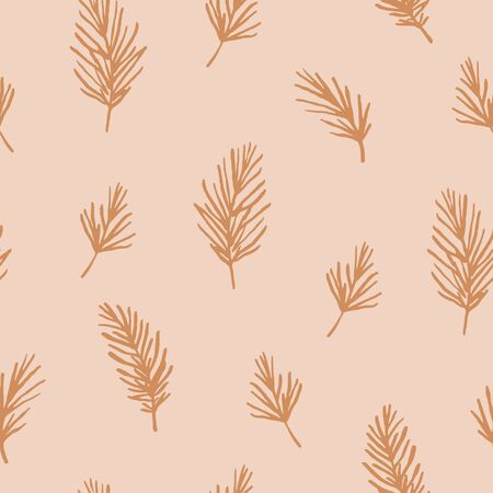 Botanical spruce branch pattern. Winter vector background with conifer branchesのイラスト素材