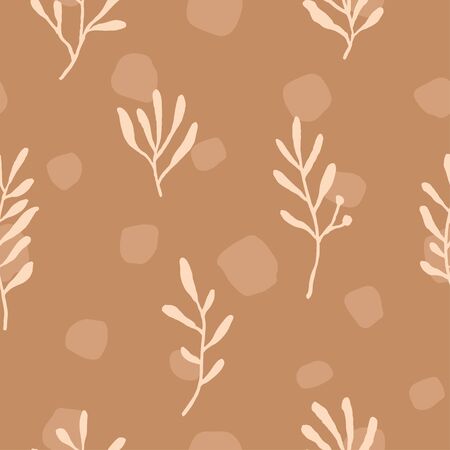 Botanical pattern with leaves. Vector floral backgroundのイラスト素材