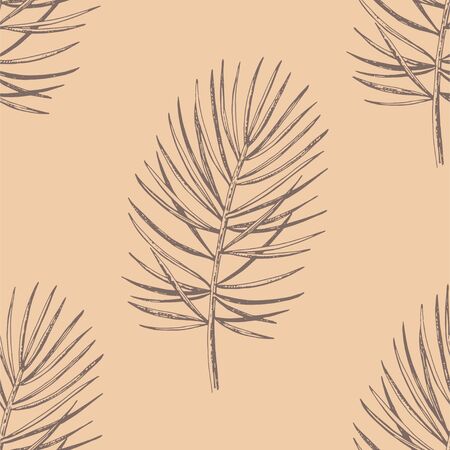 Hand drawn Christmas seamless pattern. Vector background with conifer branchesのイラスト素材