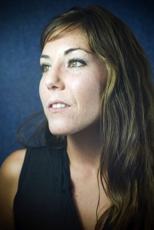 Face of beautiful young woman on white backgroundの写真素材