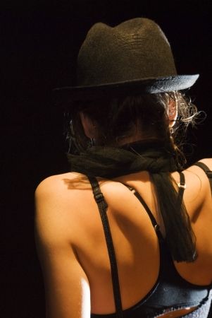 Pretty cabaret woman on black backgroundの写真素材