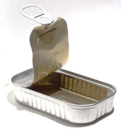 Opened tin can isolated on a white background