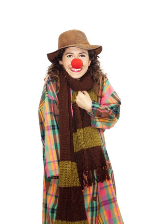 Woman clown on white backgroundの写真素材