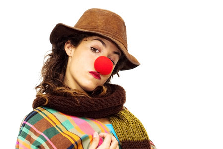 Woman clown on white background