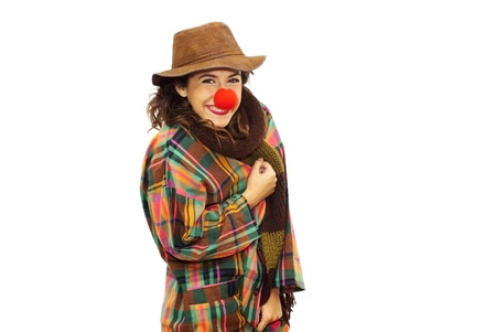 Woman clown on white backgroundの写真素材