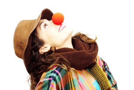 Woman clown on white background