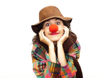 Woman clown on white backgroundの写真素材