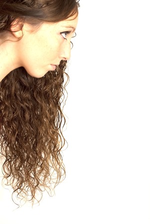 Face of pretty woman with blue eyesの写真素材