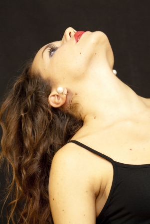 Wonderful woman on black backgroundの写真素材