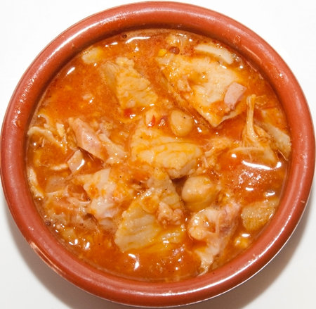 Typical spanish food of tripe with chickpeas