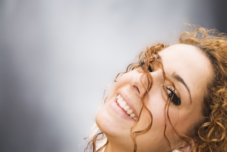 Backlit Portrait of  Beautiful Brunette Girl の写真素材