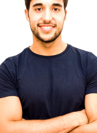 Handsome guy with beard on white 