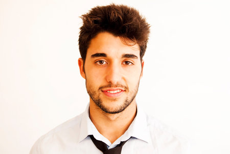 Fashion young with casual tie over white background