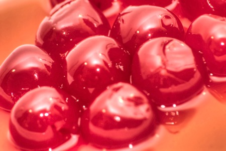 Group of sweet cherries in macro modeの写真素材