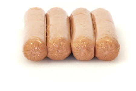 Sausages on white background の写真素材