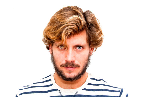 Handsome man over white backgroundの写真素材