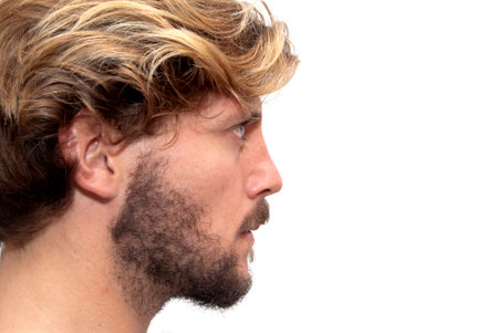 Handsome man over white backgroundの写真素材