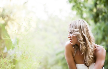 Portrait of Beautiful Young Woman In The Parkの写真素材