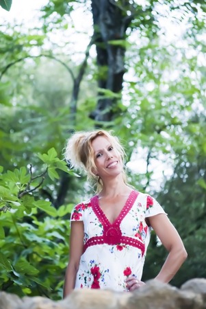 Portrait of middle aged  pretty woman In The Parkの写真素材