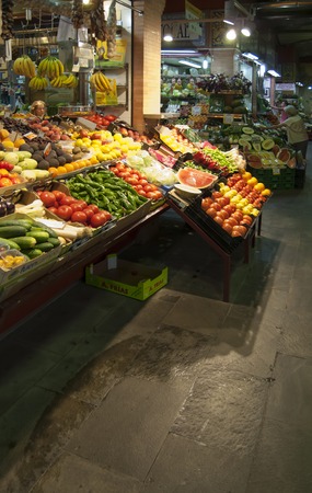SEVILLE SPAIN - JULY 9, 2015:  Traditional market of Triana on JULY 9 2015 in Seville, Andalusia, Spain.のeditorial素材