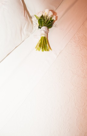 Bouquet of a flower in double bedの写真素材