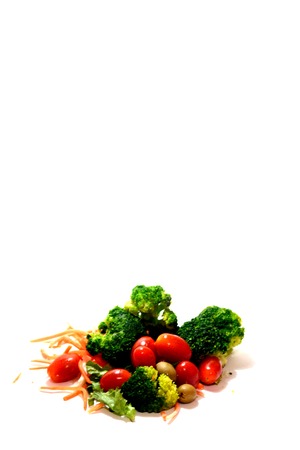 Group of healthy vegetables for salad on white backgroundの写真素材