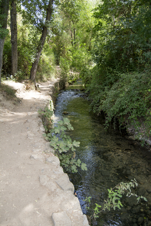 Landscape of a river in the mountains in springの写真素材